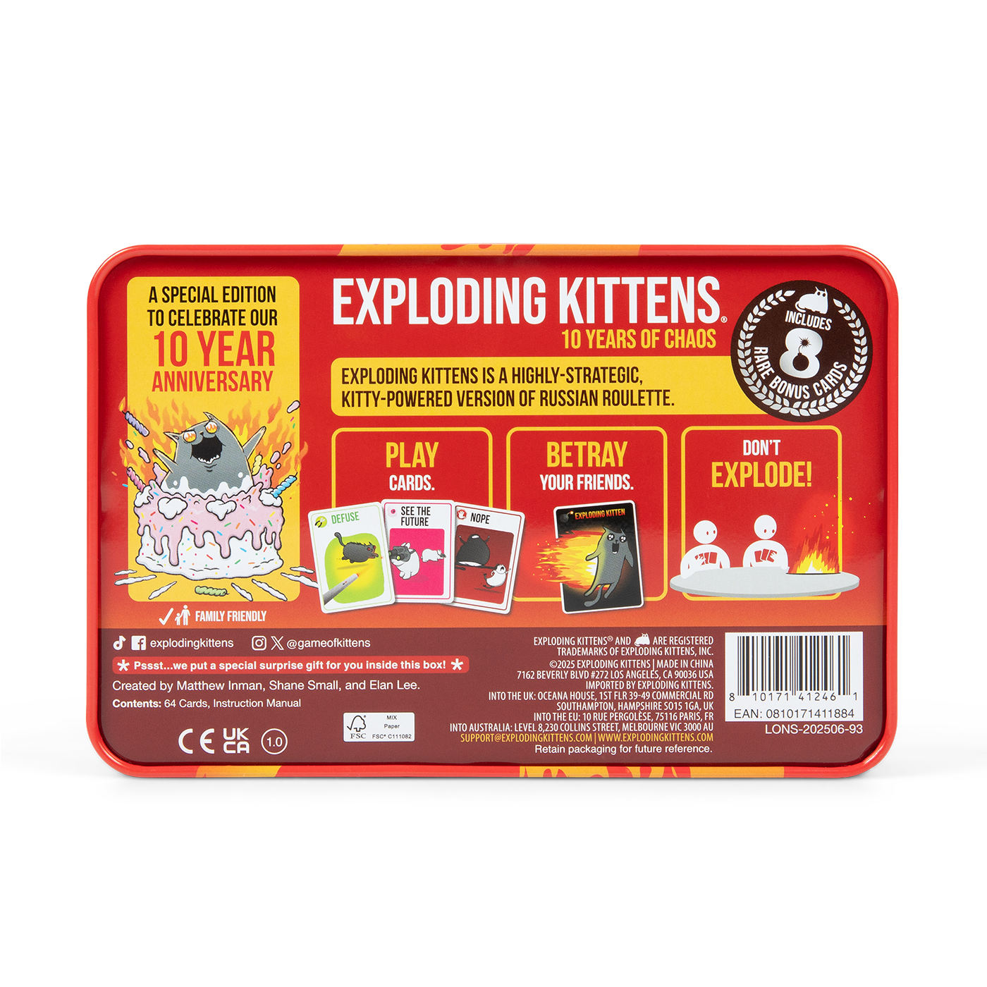 Exploding Kittens: Original Edition (10th Anniversary Tin Edition)