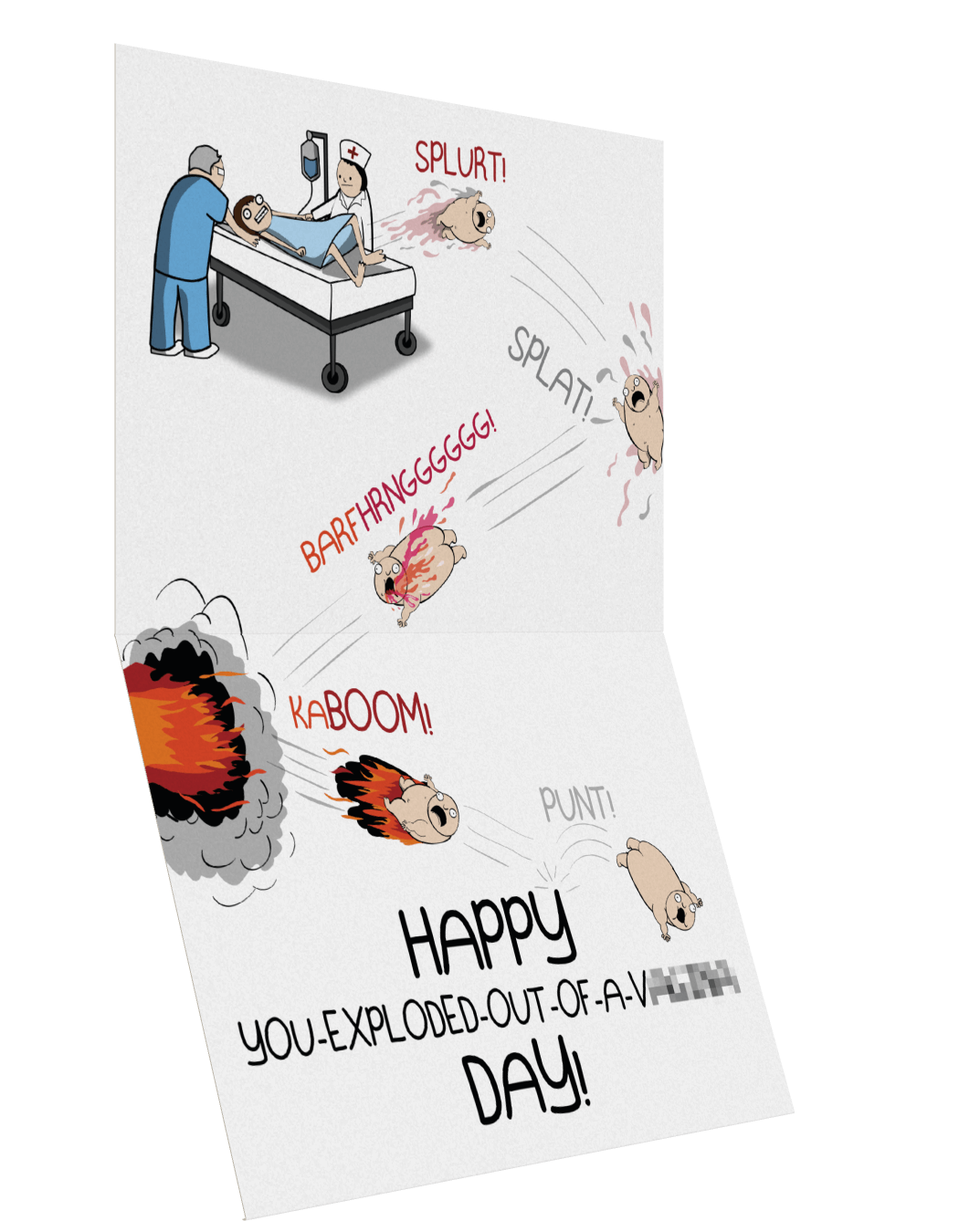 Flying Newborn - NSFW Birthday Card